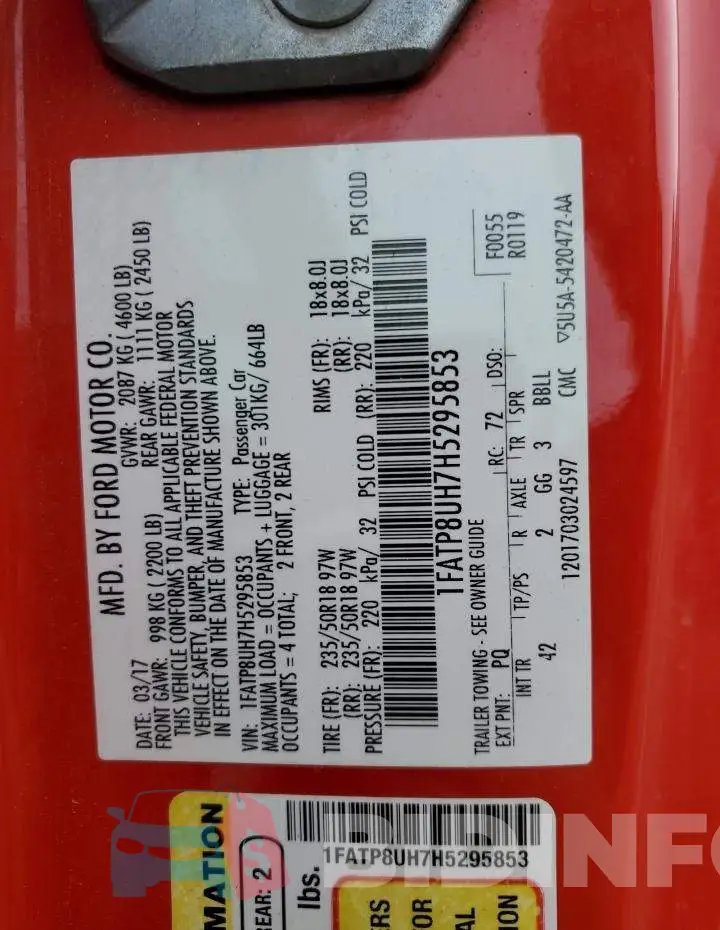 1FATP8UH7H5295853 Photo# 12