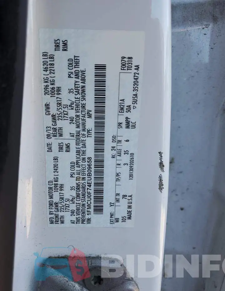 1FMCU0F74EUB09658 Photo# 12