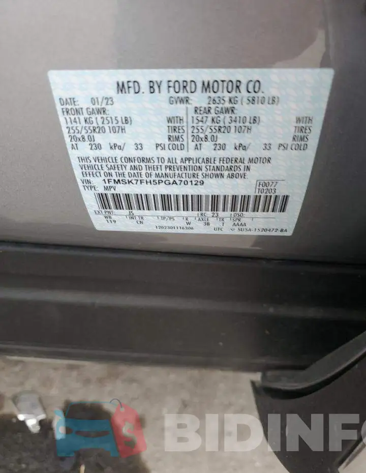 1FMSK7FH5PGA70129 Photo# 13