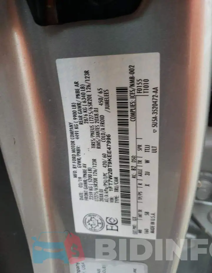 1FT7W2BT9KEE47996 Photo# 13