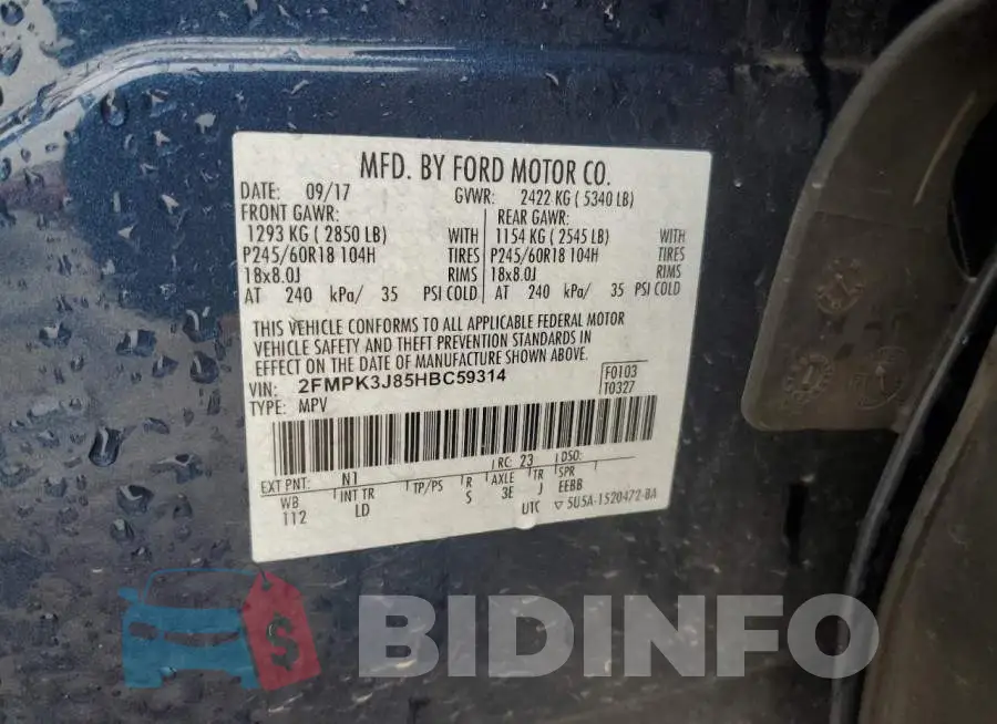2FMPK3J85HBC59314 Photo# 13
