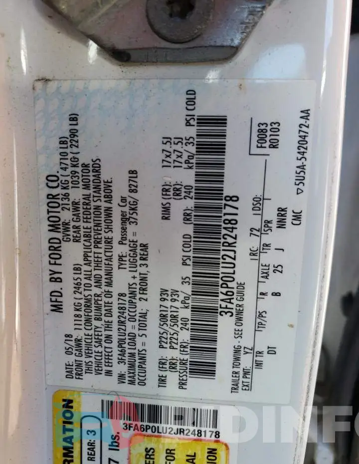 3FA6P0LU2JR248178 Photo# 12