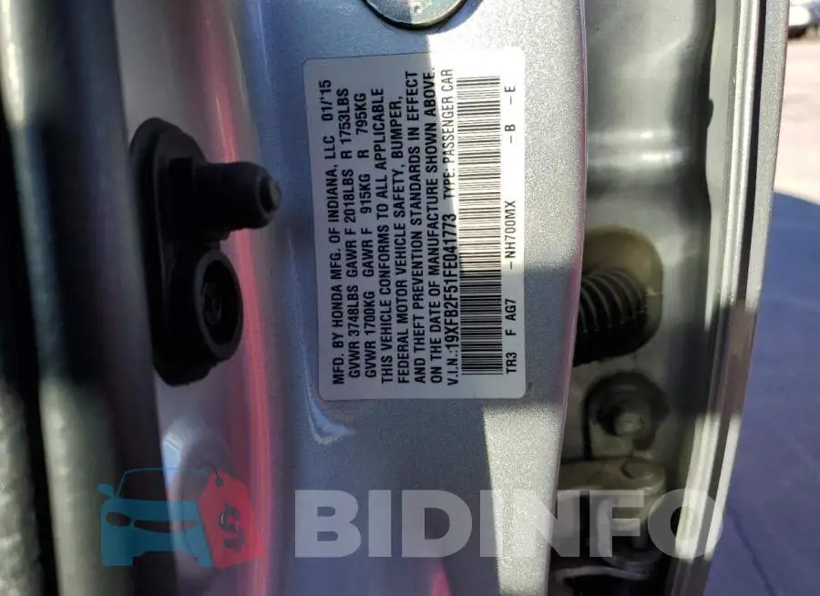 19XFB2F51FE041773 Photo# 12