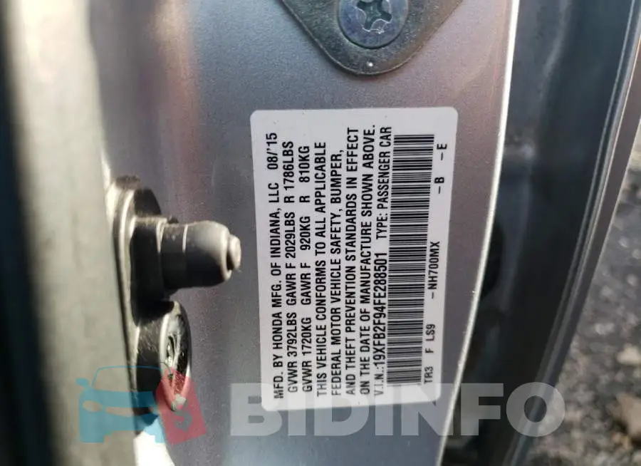 19XFB2F94FE288501 Photo# 12