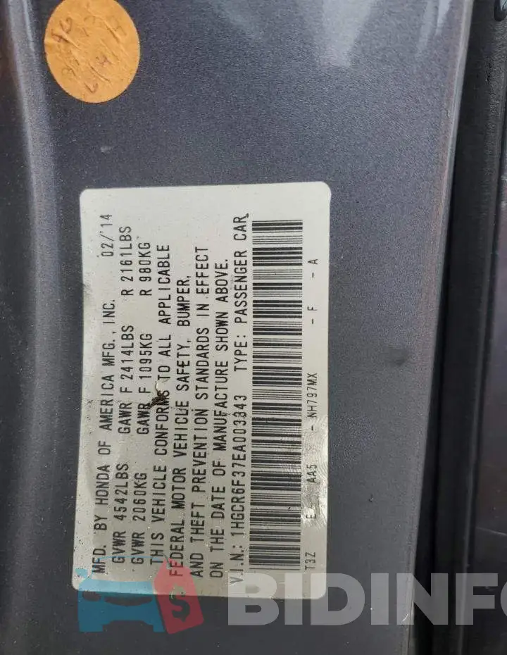 1HGCR6F37EA003343 Photo# 12
