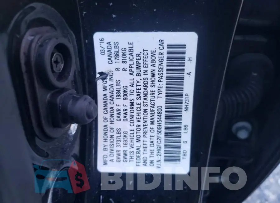 2HGFC2F50GH544800 Photo# 12