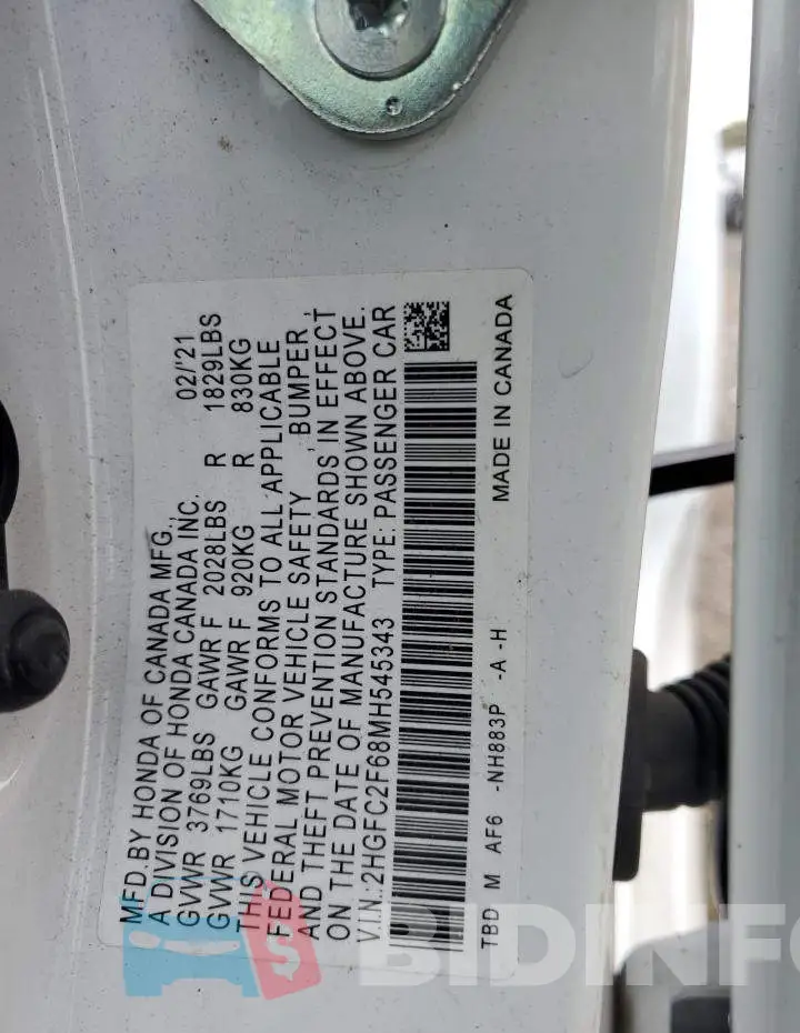 2HGFC2F68MH545343 Photo# 12
