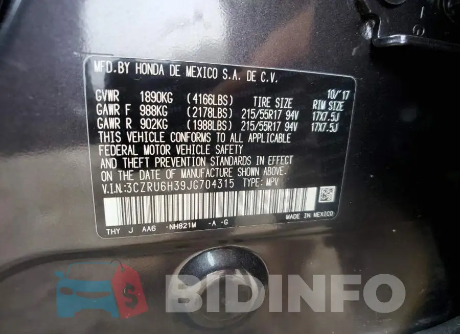 3CZRU6H39JG704315 Photo# 13