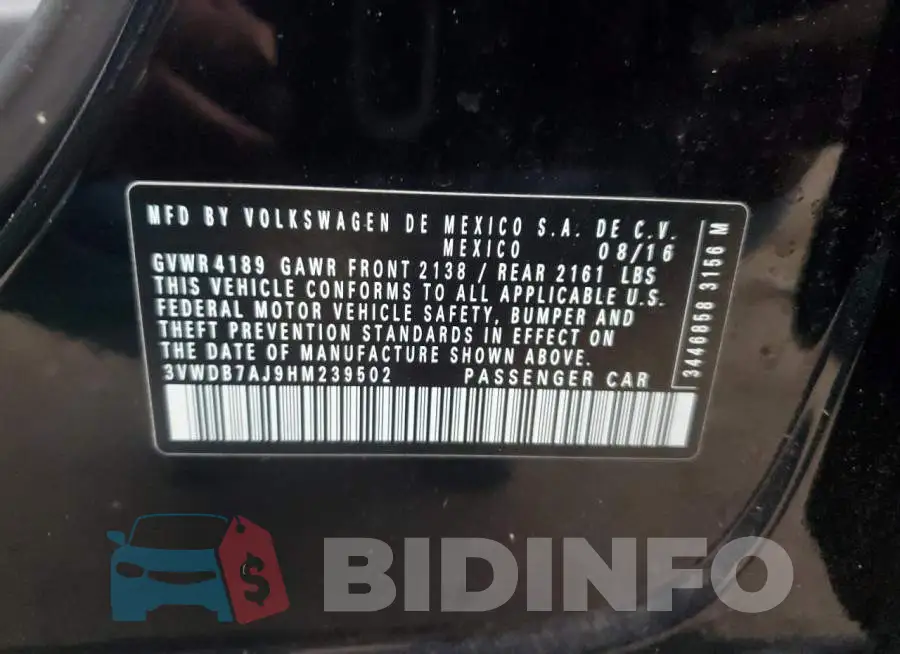 3VWDB7AJ9HM239502 Photo# 12