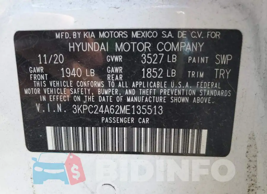3KPC24A62ME135513 Photo# 12
