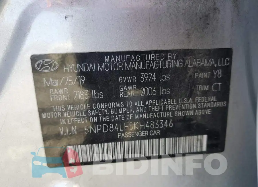 5NPD84LF5KH483346 Photo# 12