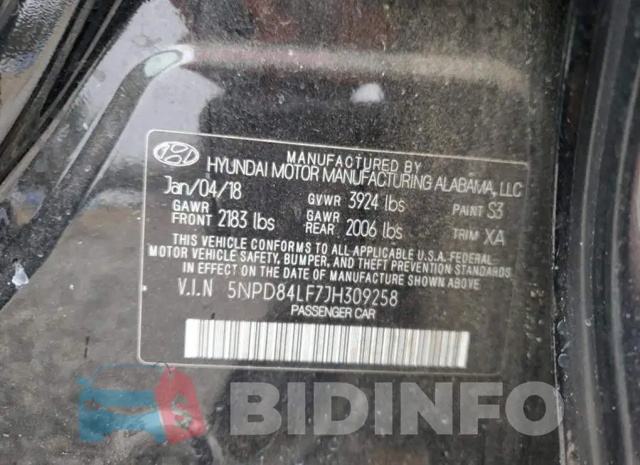 5NPD84LF7JH309258 Photo# 12