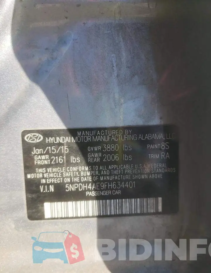 5NPDH4AE9FH634401 Photo# 12