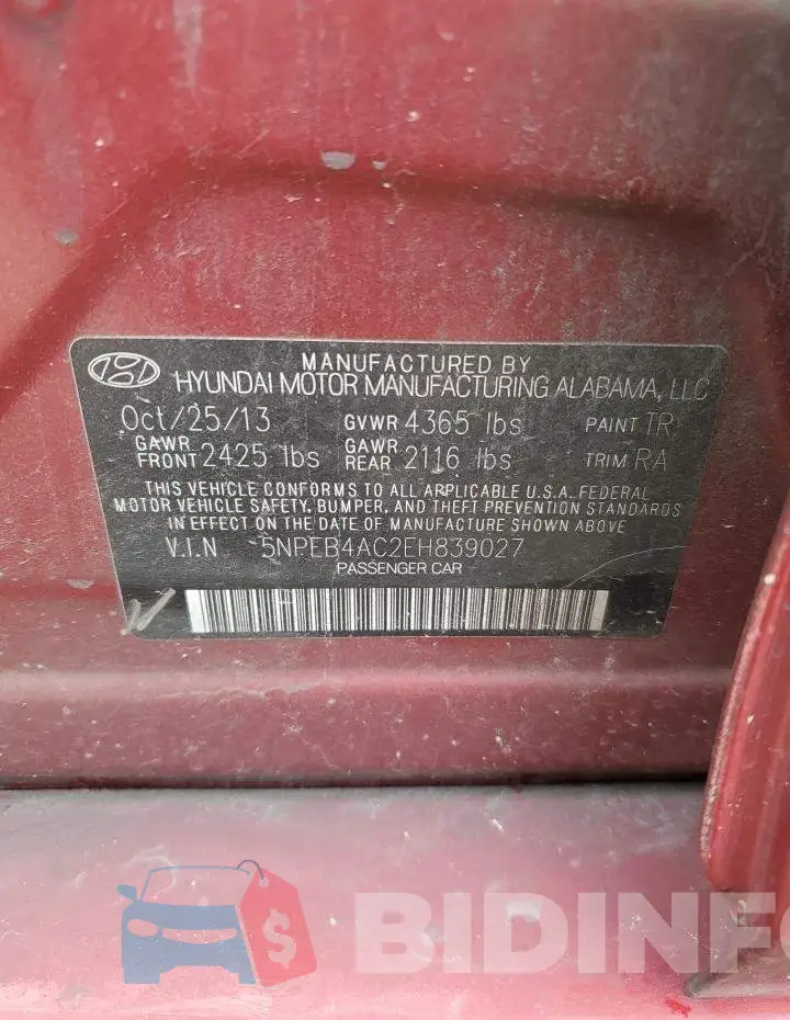 5NPEB4AC2EH839027 Photo# 12