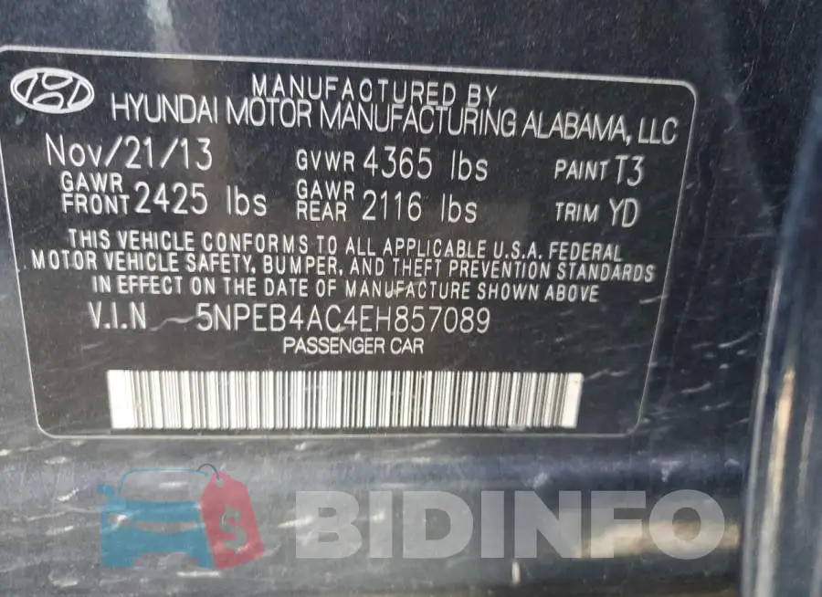 5NPEB4AC4EH857089 Photo# 12