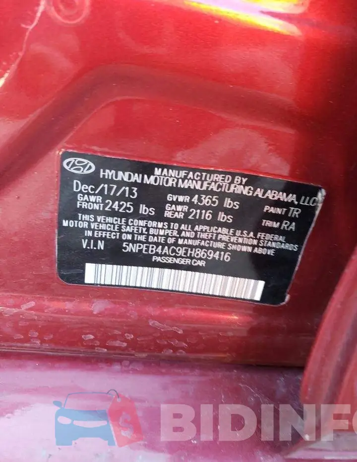 5NPEB4AC9EH869416 Photo# 12