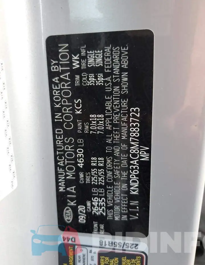 KNDP63AC8M7883723 Photo# 14