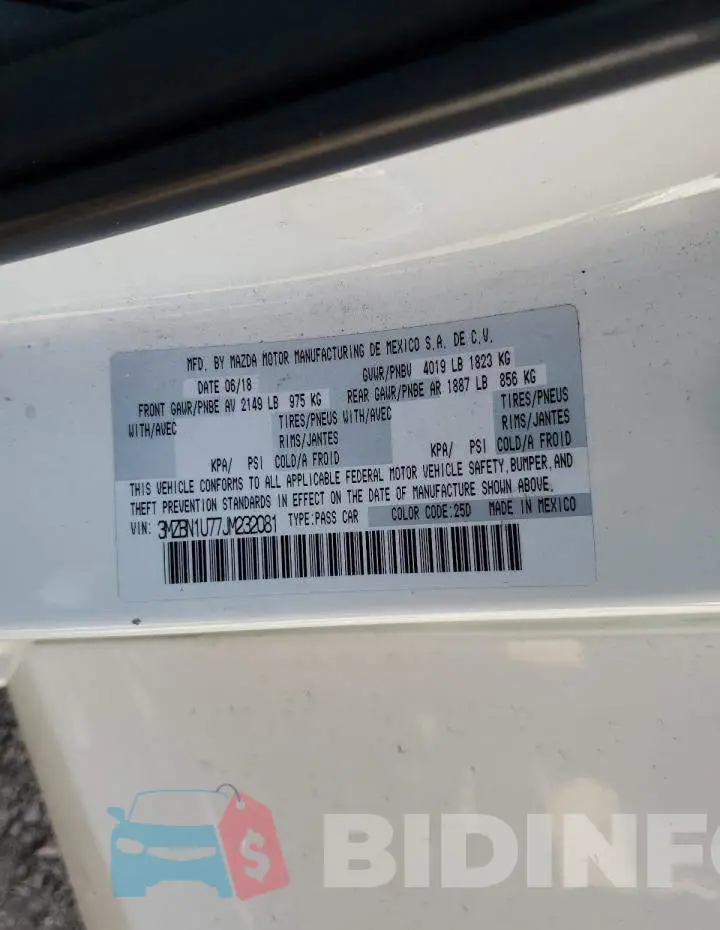 3MZBN1U77JM232081 Photo# 13