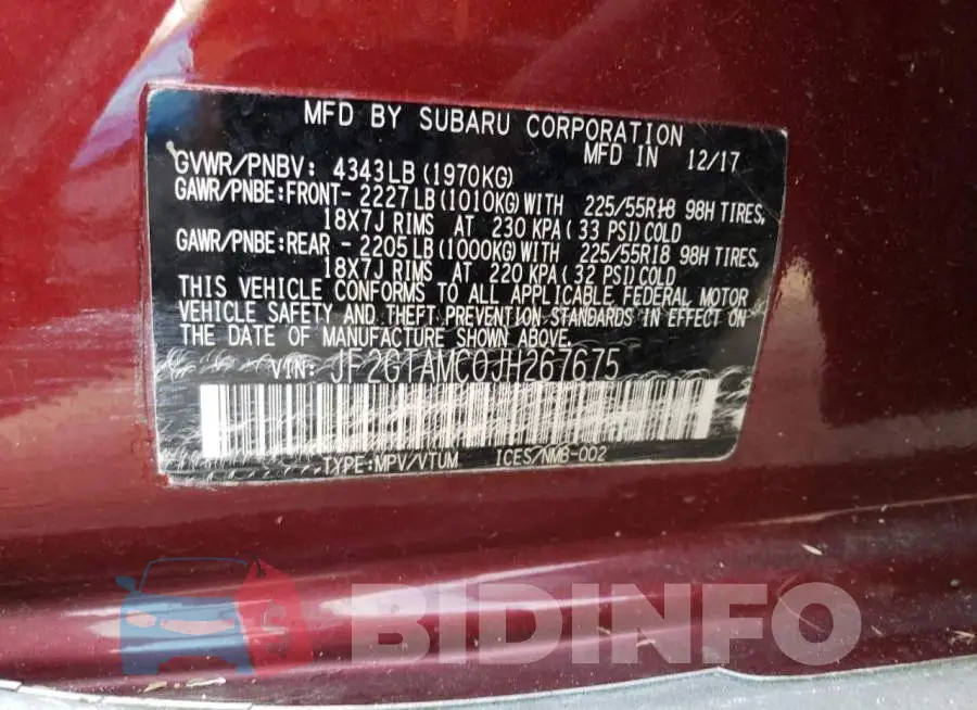JF2GTAMC0JH267675 Photo# 13