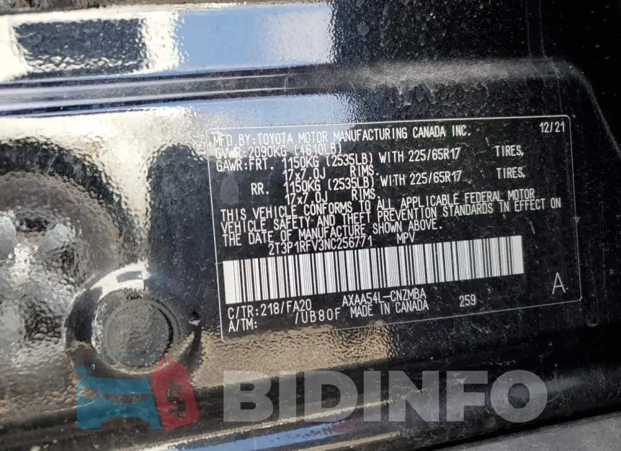 2T3P1RFV3NC256771 Photo# 12