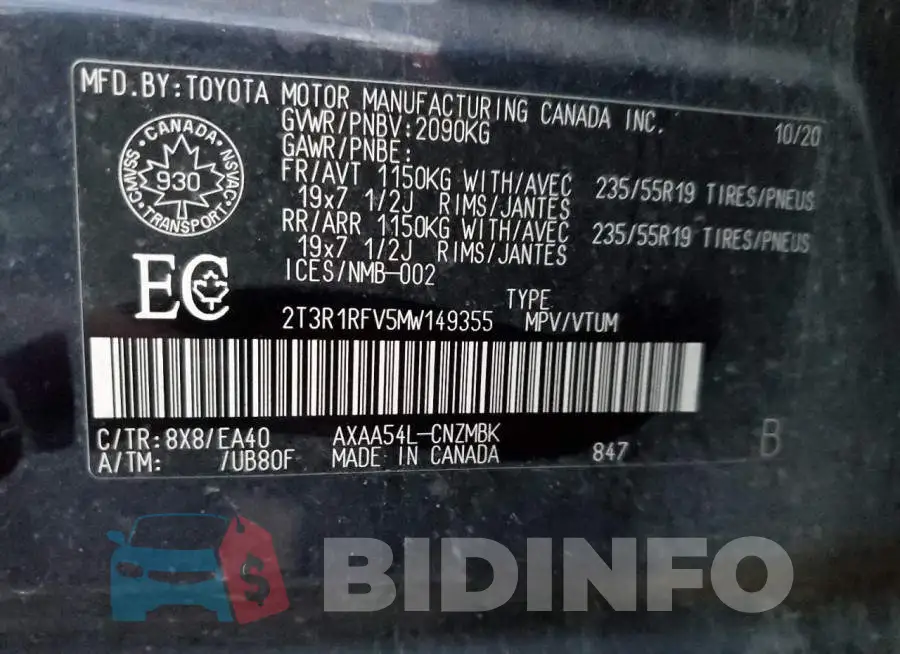 2T3R1RFV5MW149355 Photo# 13