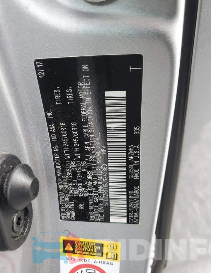 5TDZZRFH6JS243860 Photo# 14
