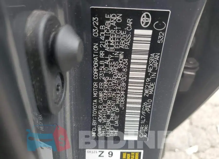 JTDBCMFE8P3018734 Photo# 12