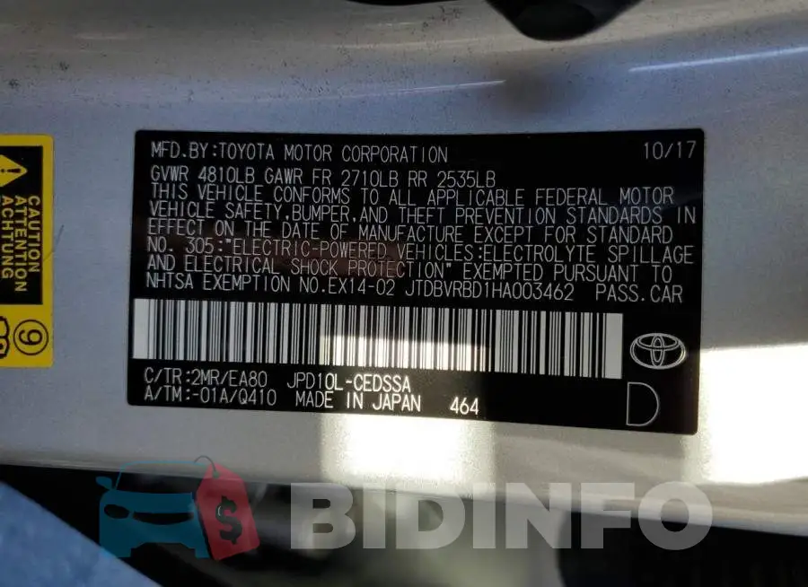 JTDBVRBD1HA003462 Photo# 13