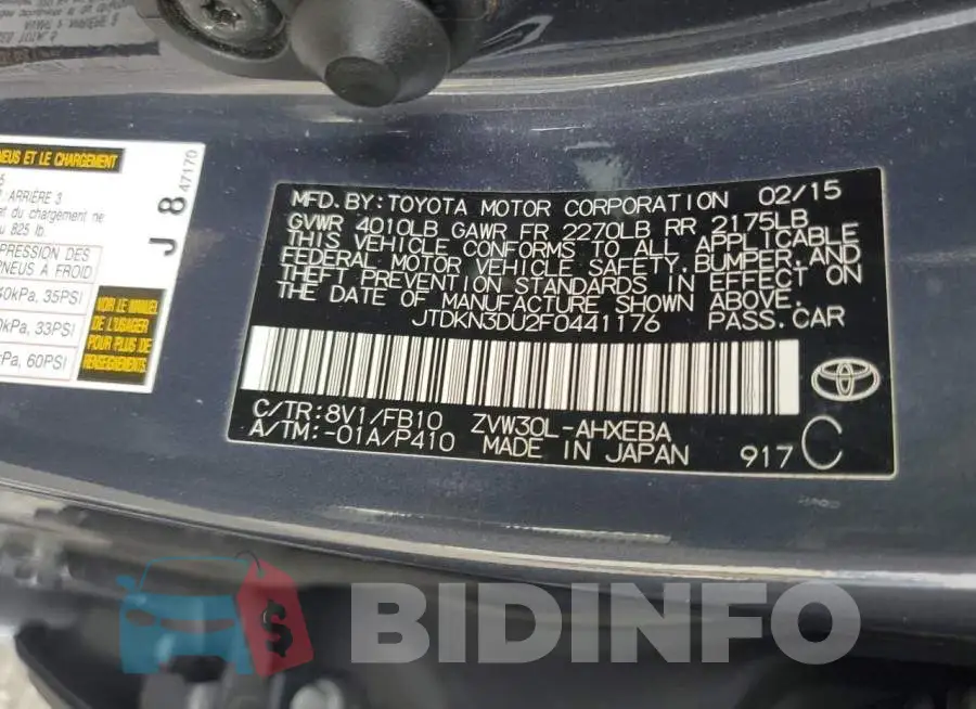 JTDKN3DU2F0441176 Photo# 12