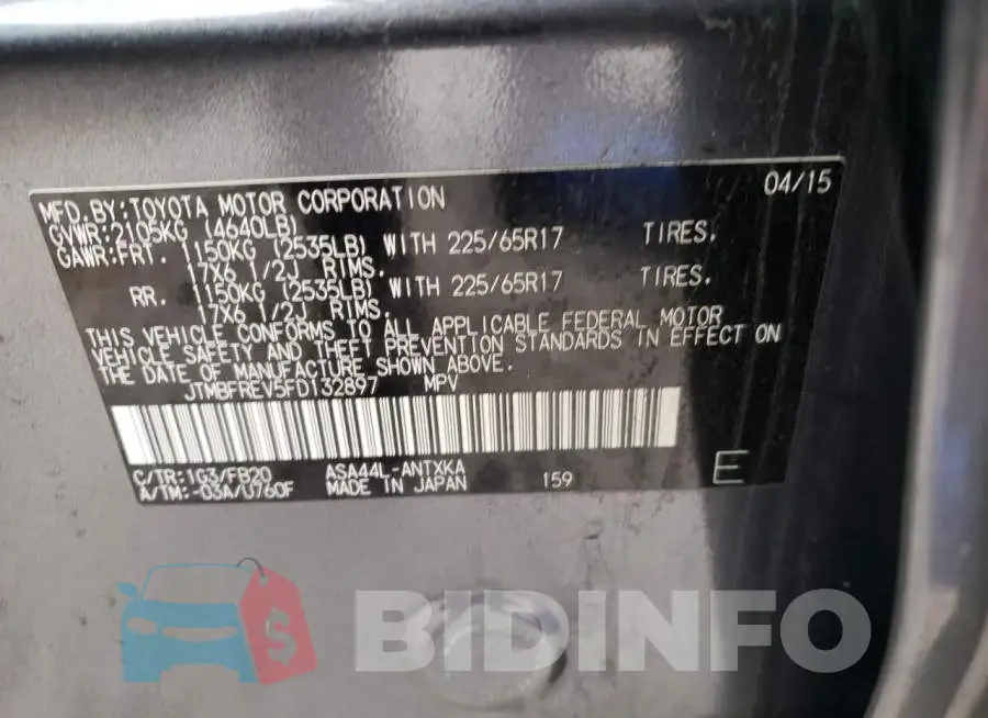 JTMBFREV5FD132897 Photo# 13