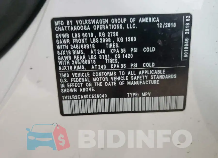1V2LR2CA6KC526040 Photo# 14
