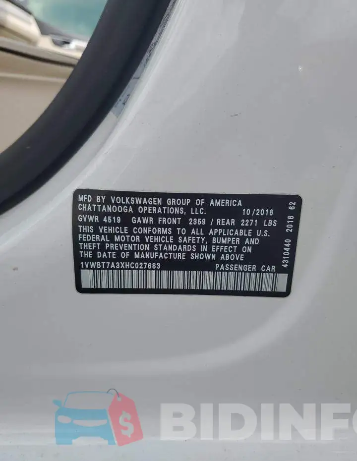 1VWBT7A3XHC027683 Photo# 12