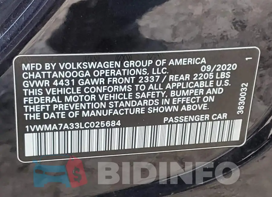 1VWMA7A33LC025684 Photo# 12