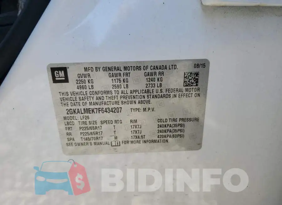 2GKALMEK7F6434207 Photo# 13