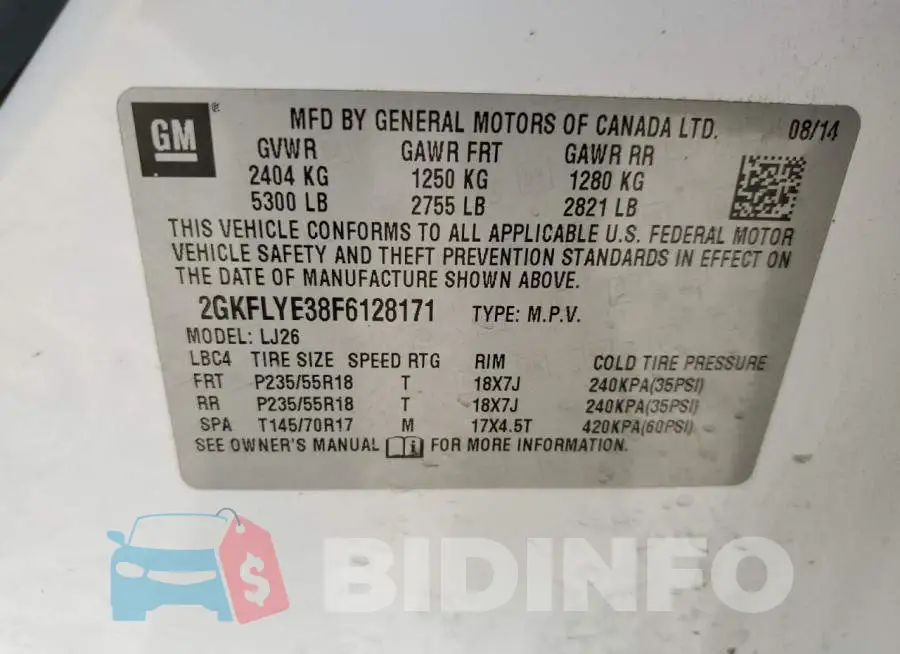 2GKFLYE38F6128171 Photo# 13