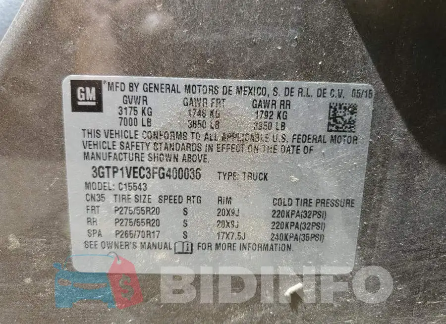 3GTP1VEC3FG400036 Photo# 12