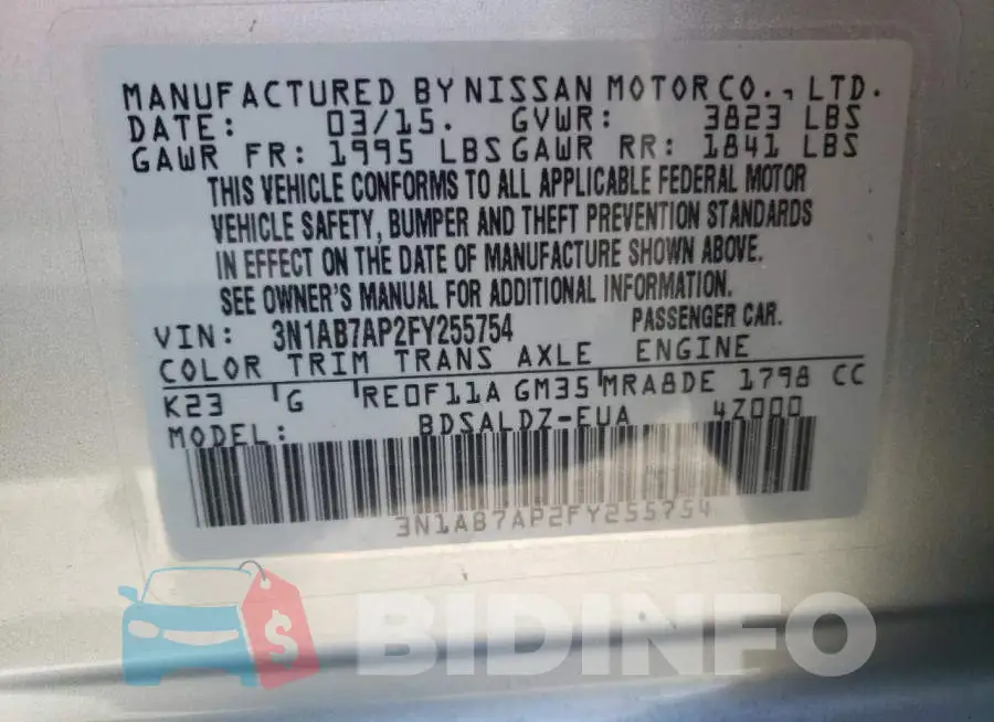 3N1AB7AP2FY255754 Photo# 13