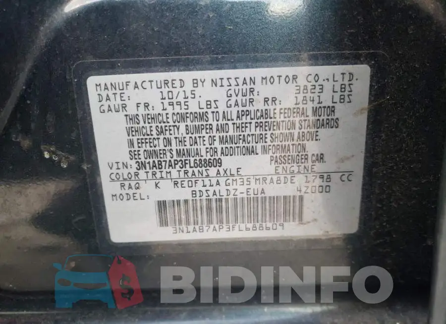 3N1AB7AP3FL688609 Photo# 12