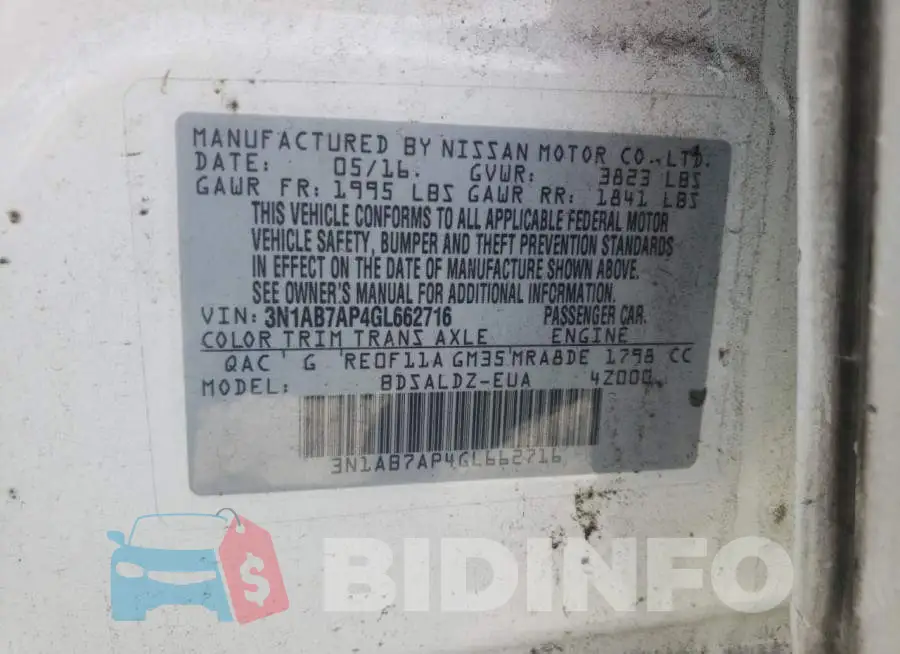 3N1AB7AP4GL662716 Photo# 12