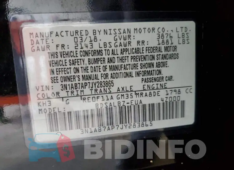 3N1AB7AP7JY283865 Photo# 12