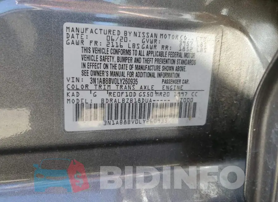 3N1AB8BV0LY260935 Photo# 12