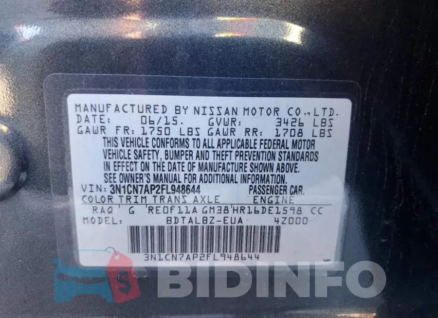 3N1CN7AP2FL948644 Photo# 13