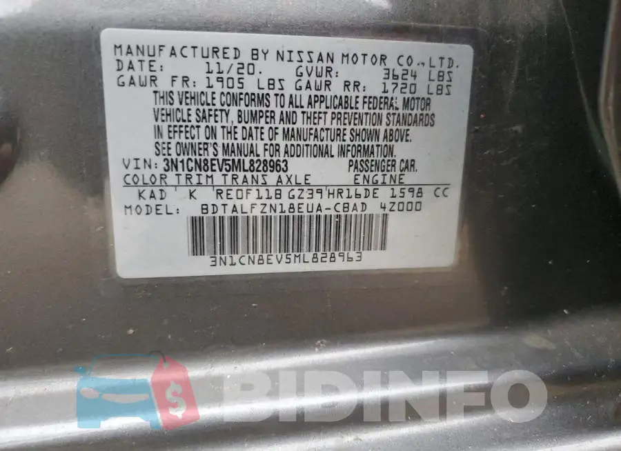 3N1CN8EV5ML828963 Photo# 12
