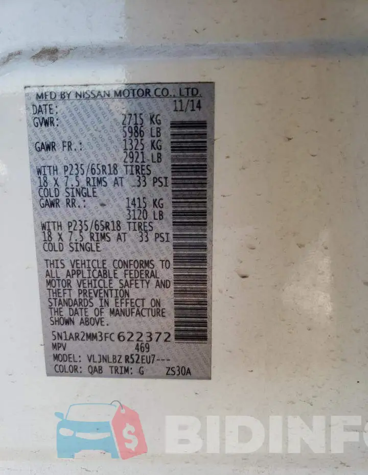 5N1AR2MM3FC622372 Photo# 13