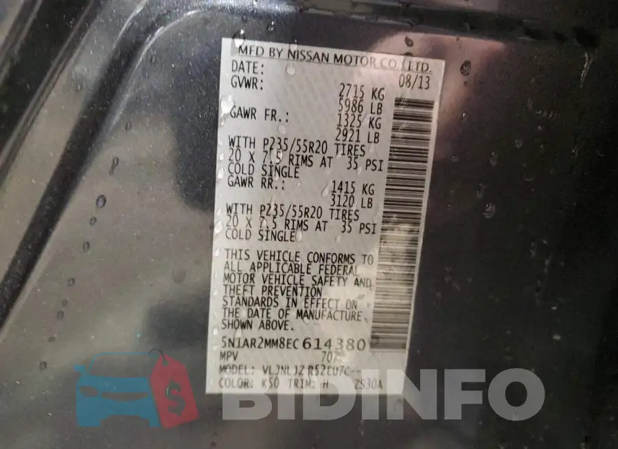 5N1AR2MM8EC614380 Photo# 12
