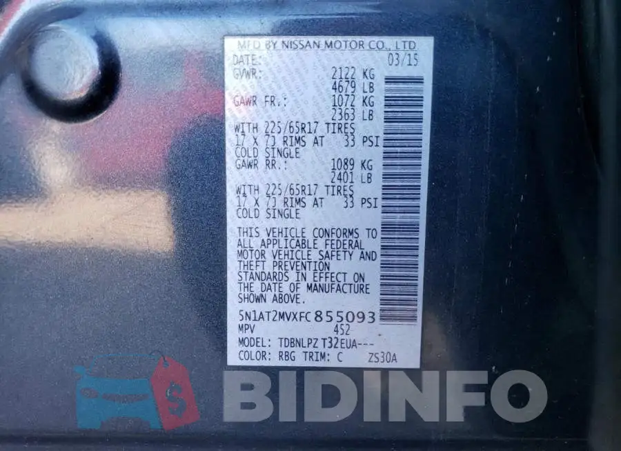 5N1AT2MVXFC855093 Photo# 13