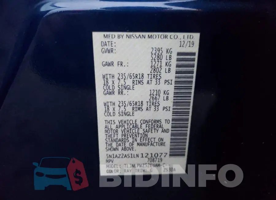 5N1AZ2AS1LN121077 Photo# 13