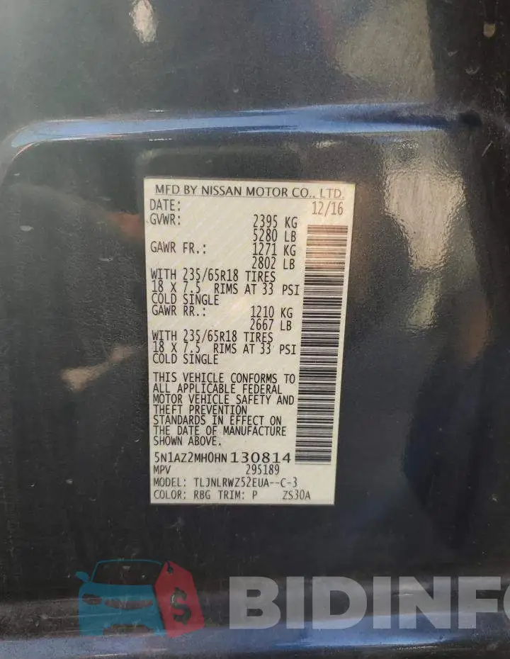 5N1AZ2MH0HN130814 Photo# 13