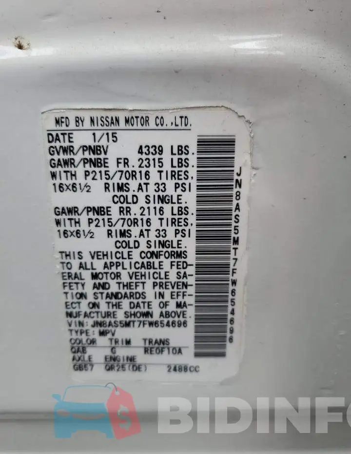 JN8AS5MT7FW654696 Photo# 13
