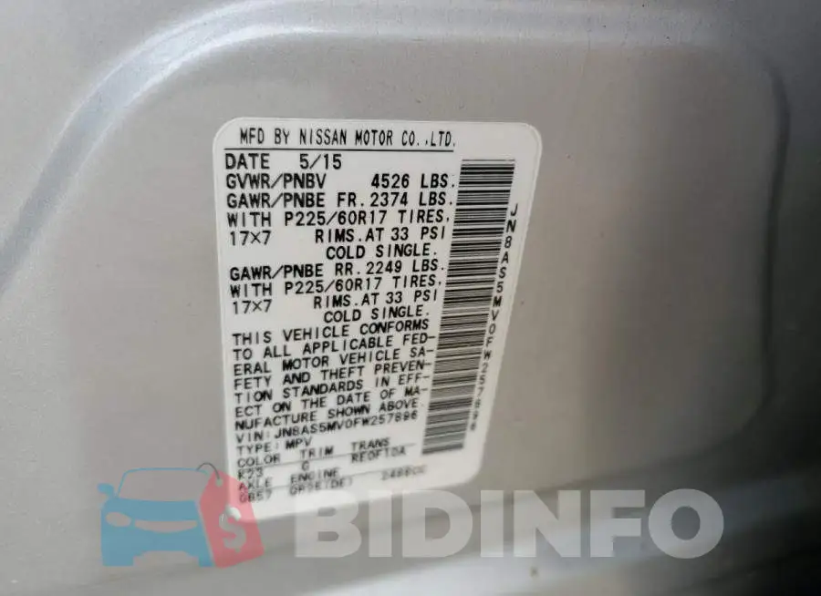JN8AS5MV0FW257896 Photo# 13
